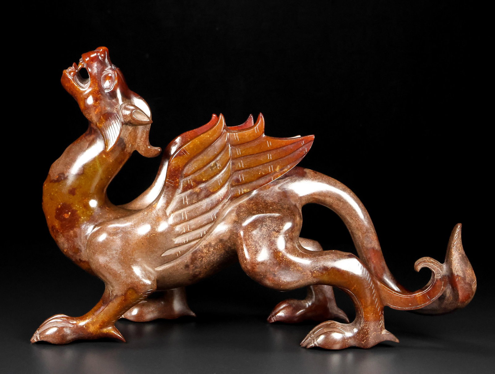 An Exquisite White Jade Auspicious Beast Ornament: An Exquisite White Jade Auspicious Beast Ornament,Qing