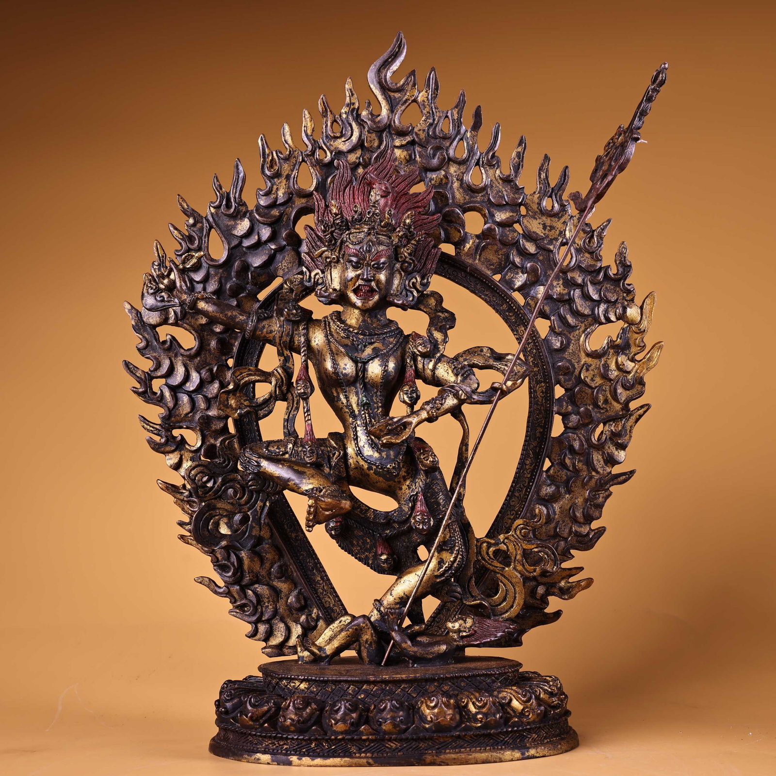 A Solemn Gilt Bronze Statue of Dakini: A Solemn Gilt Bronze Statue of Dakini,Qing