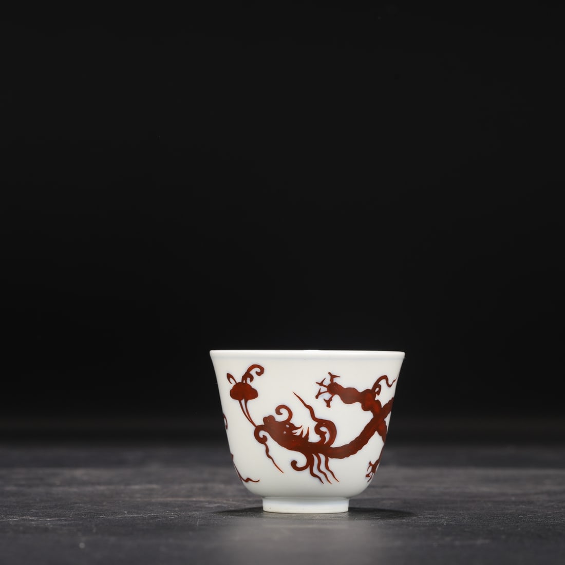 An Exquisite Iron-Red Glazed Dragon Pattern Cup: An Exquisite Iron-Red Glazed Dragon Pattern Cup,Ming Dynasty, China,Chenghua Six-character