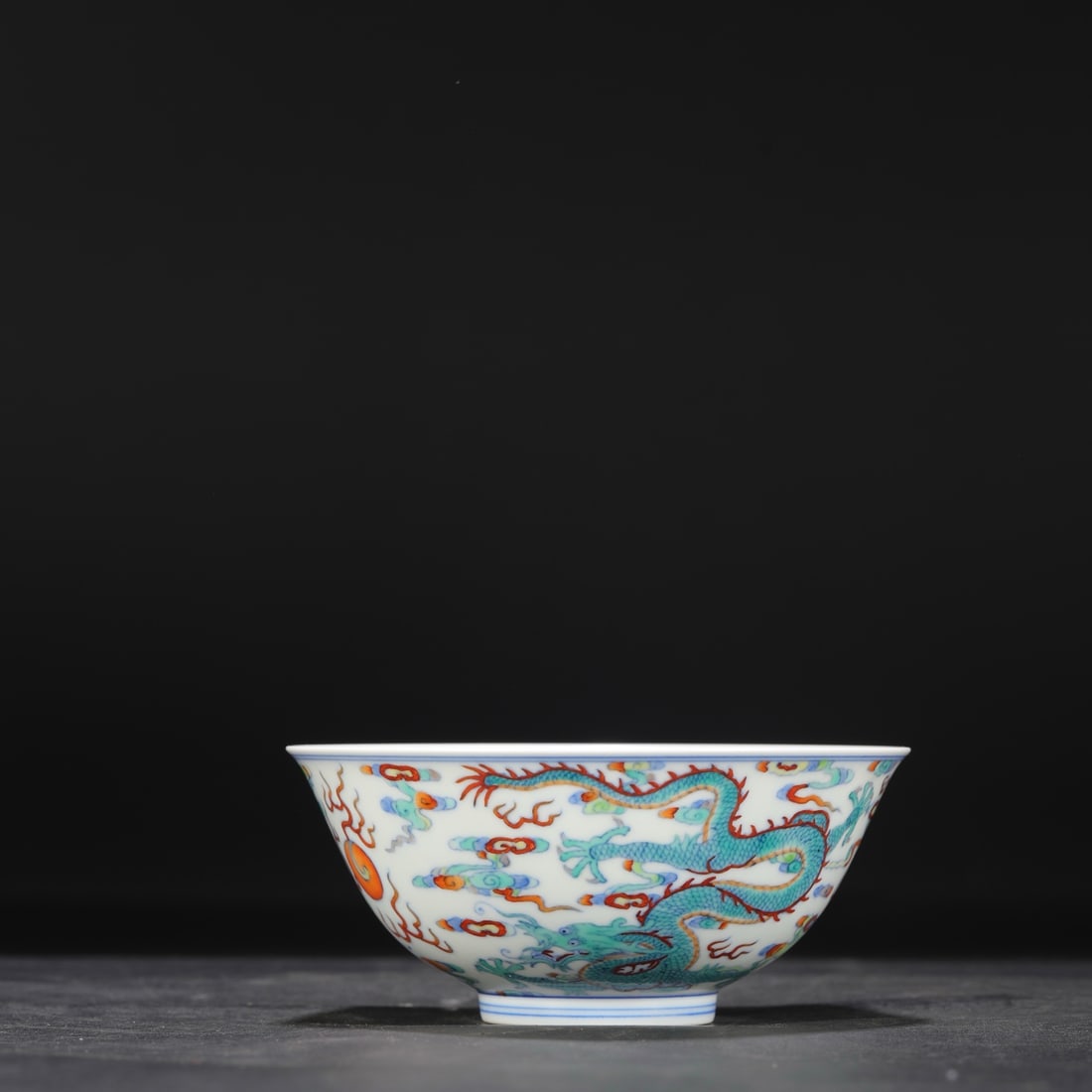 An Exquisite Blue and White Doucai Auspicious Cloud,Dragon and Phoenix Pattern Bowl: An Exquisite Blue and White Doucai Auspicious Cloud,Dragon and Phoenix Pattern Bowl,Qing Dynasty, China,Yongzheng Six-character