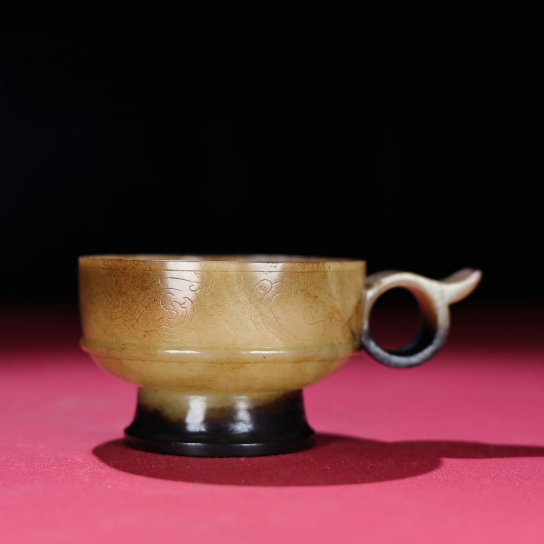 An Exquisite White Jade Phoenix Pattern Cup: An Exquisite White Jade Phoenix Pattern Cup,Qing