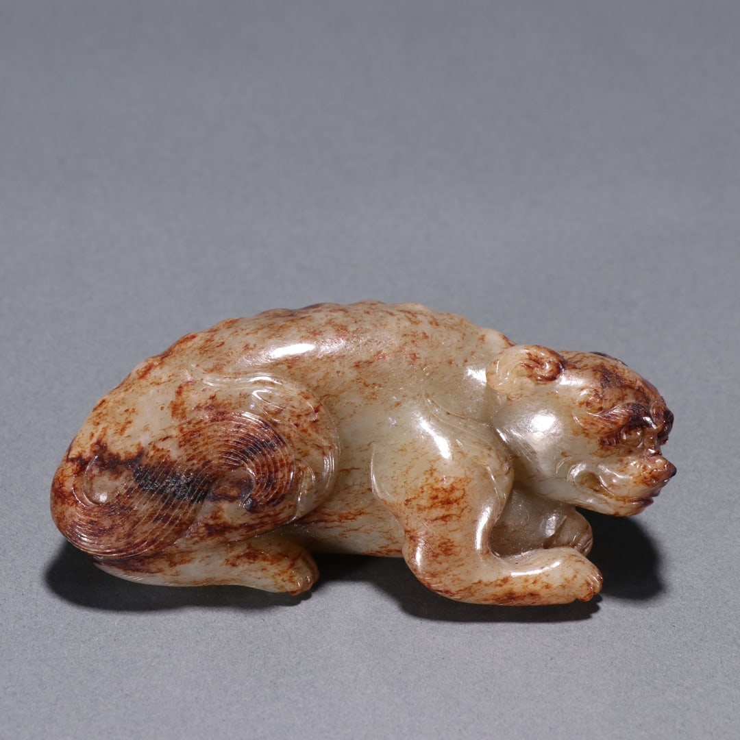 An Exquisite White Jade Auspicious Beast Ornament: An Exquisite White Jade Auspicious Beast Ornament,Qing