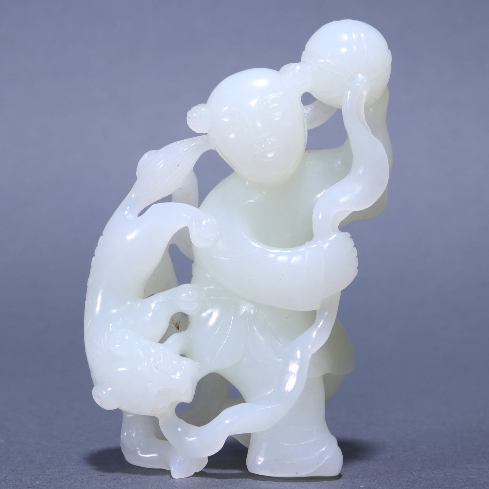 An Exquisite White Jade Figure Lion Ornament: An Exquisite White Jade Figure Lion Ornament,Qing