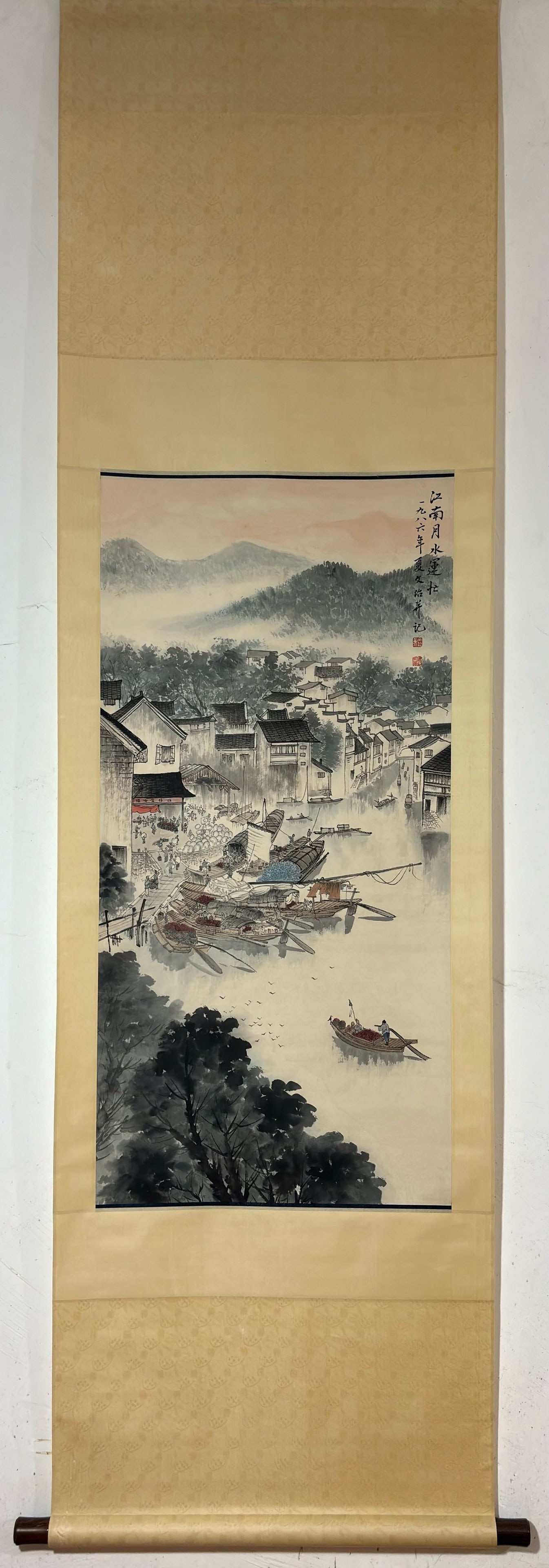 A Chinese Vertical Scroll Ink Painting of Landscape and Figure on Paper,Song Wenzhi: A Chinese Vertical Scroll Ink Painting of Landscape and Figure on Paper,Song Wenzhi,Size:(Without