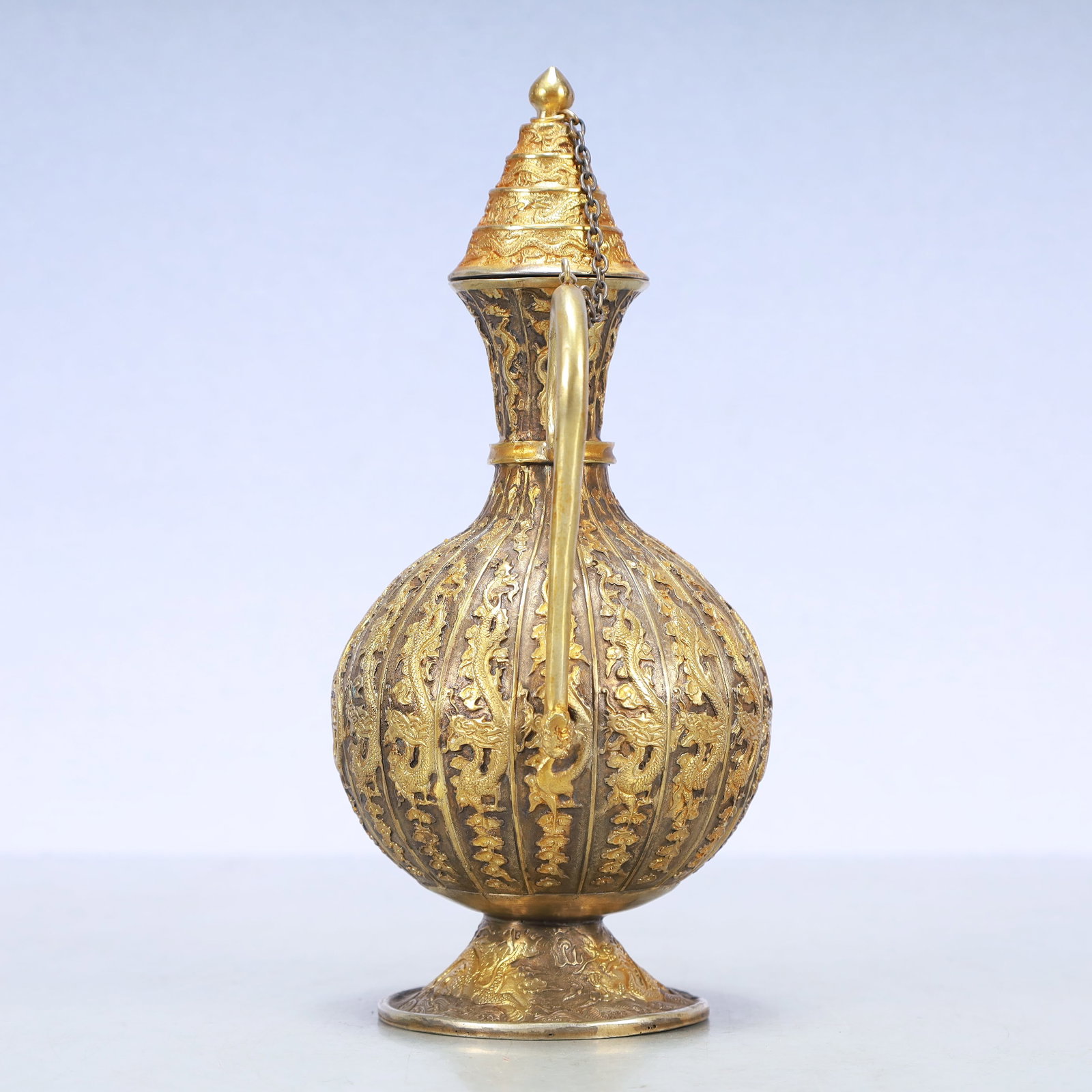 A Exquisite Gilt Silver Dragon Pattern Ewer - 3