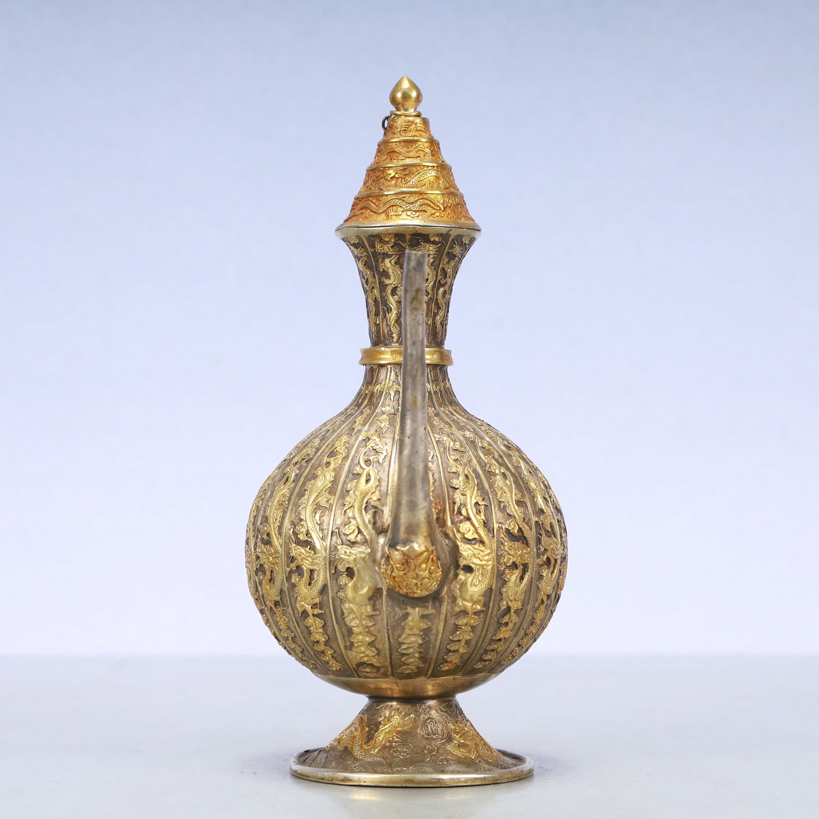 A Exquisite Gilt Silver Dragon Pattern Ewer - 6