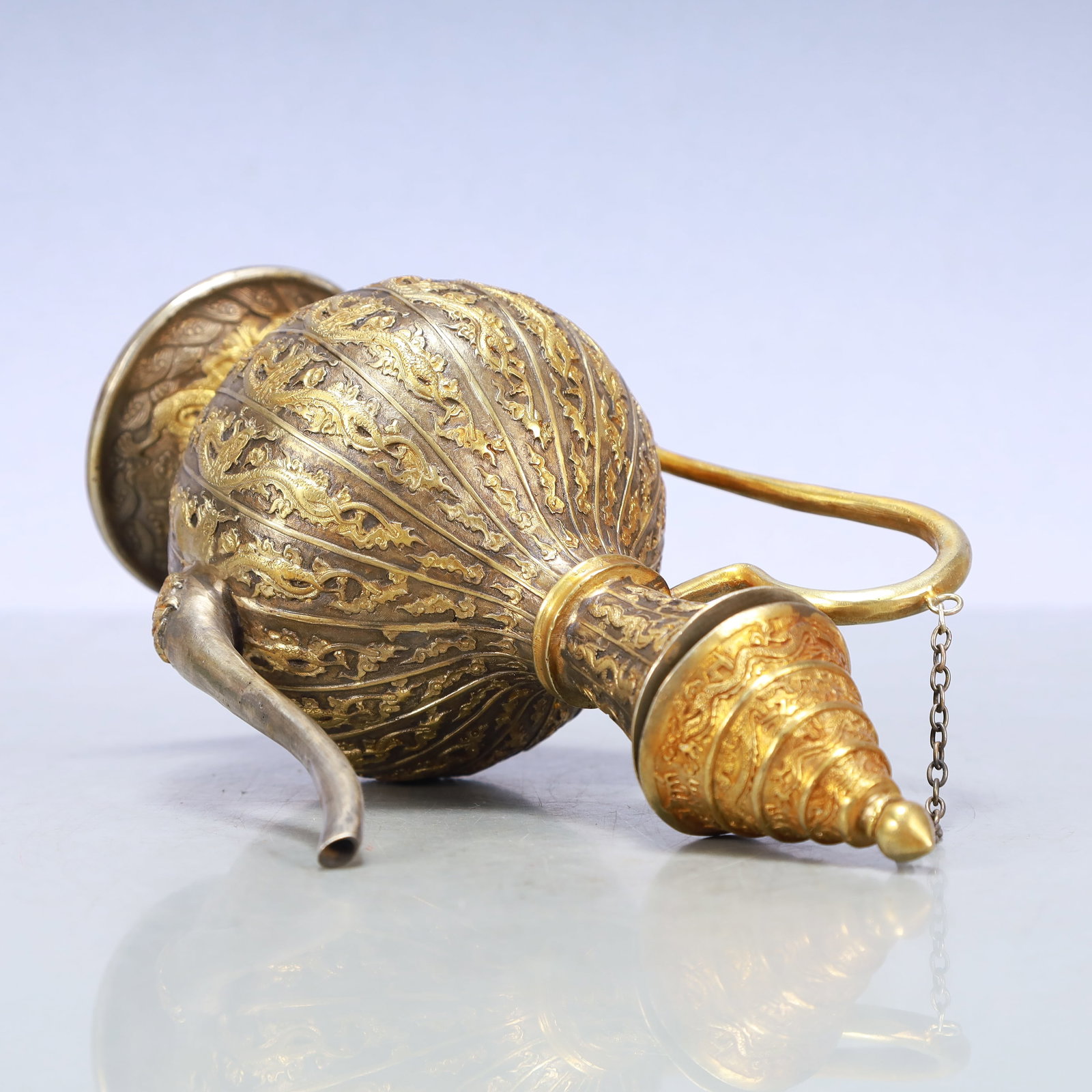 A Exquisite Gilt Silver Dragon Pattern Ewer - 7