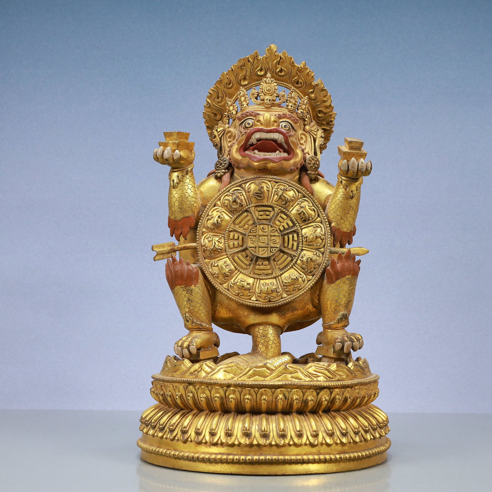 A Exquisite Gilt Bronze Statue of Vajra: A Exquisite Gilt Bronze Statue of Vajra Ming Dynasty, China Size:9.8inx16.1in Weight:9750g铜鎏金金刚 中国明代 Size:25cmx41cm Weight:9750g