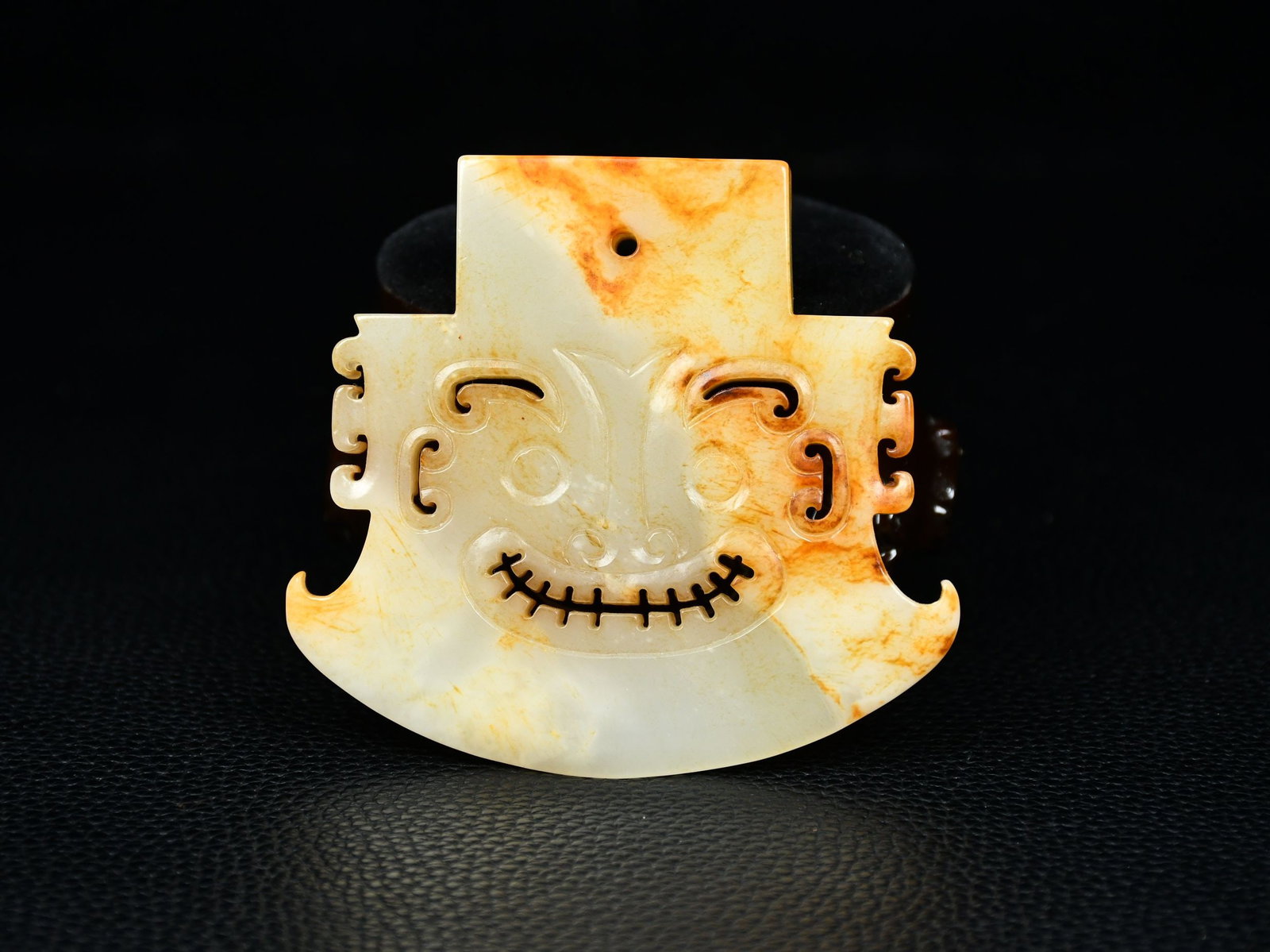 An Exquisite White Jade Beast-Face Pattern Axe-Shaped Pendant: An Exquisite White Jade Beast-Face Pattern Axe-Shaped Pendant,Qing Dynasty,