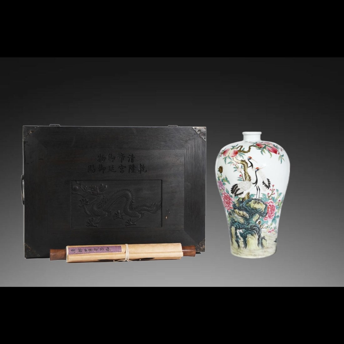 An Exquisite Famille-Rose Flower and Bird Pattern Vase: An Exquisite Famille-Rose Flower and Bird Pattern Vase,Qing Dynasty, China,Yongzheng Six‑Character Mark,Size:12.6inx7.5in