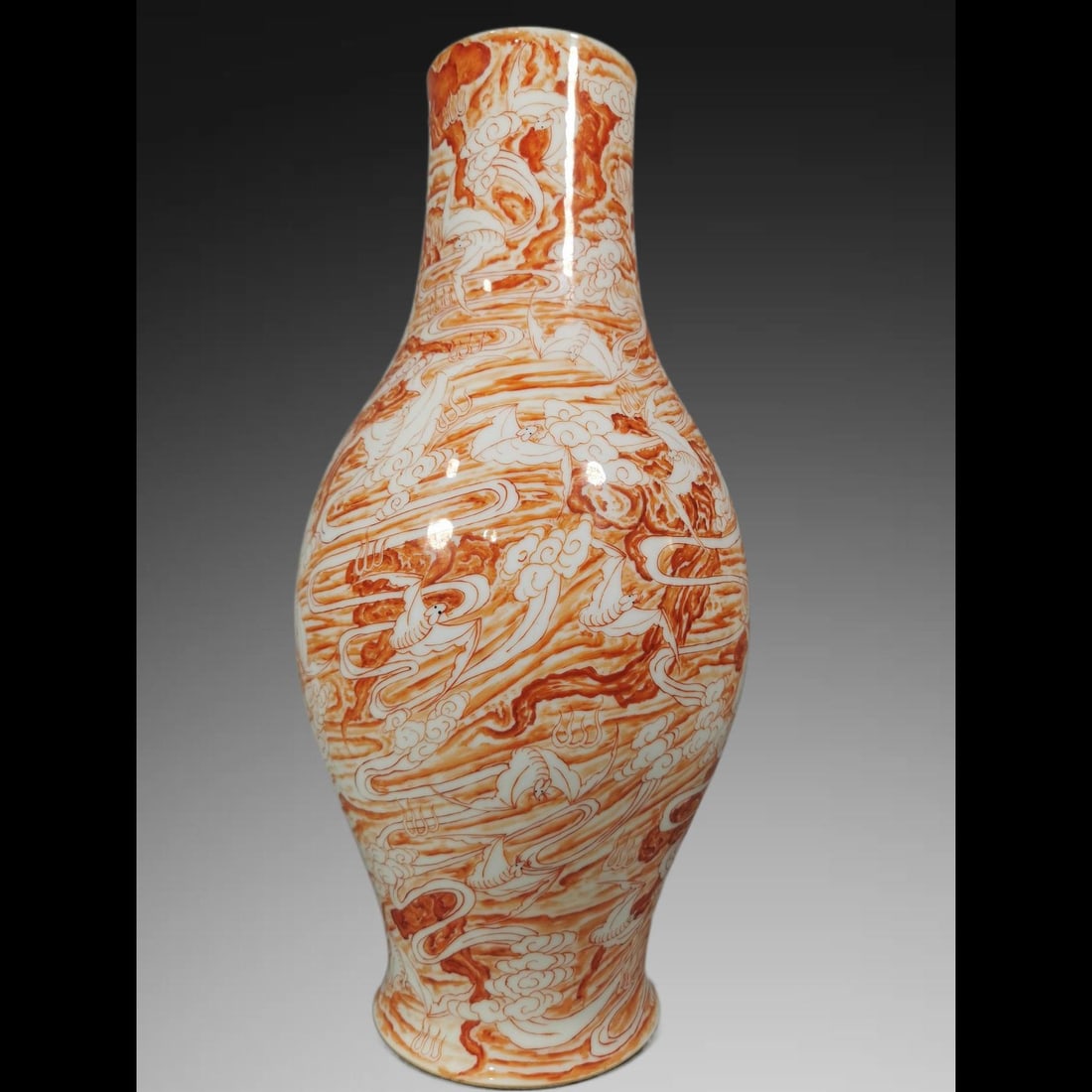 An Exquisite Iron-Red Bat Pattern Vase (1 of 8)