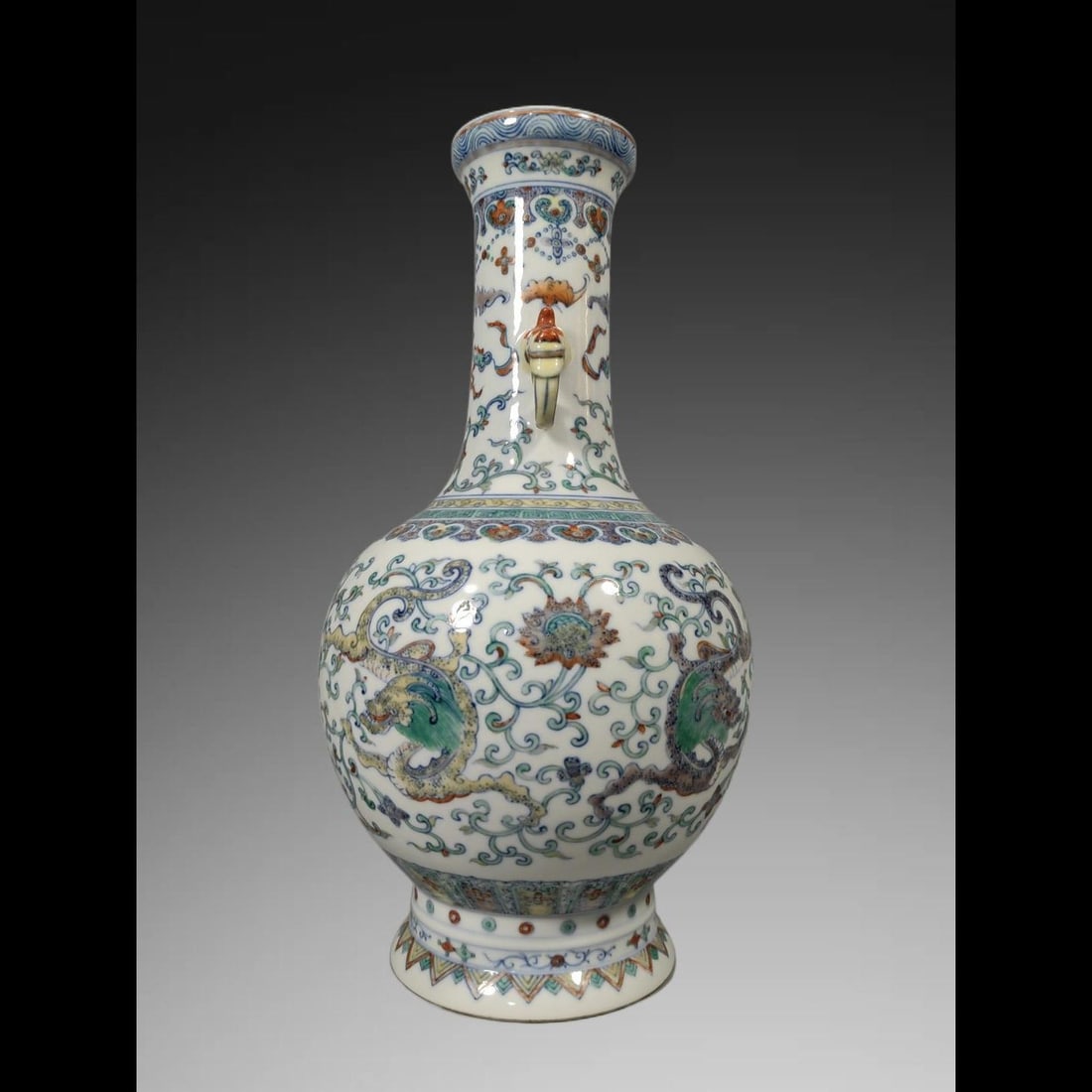 An Exquisite Doucai Dragon Pattern Double-Ears Vase - 2