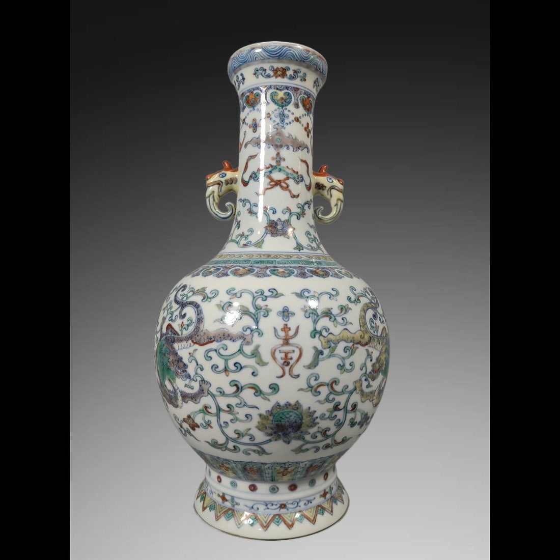 An Exquisite Doucai Dragon Pattern Double-Ears Vase - 3