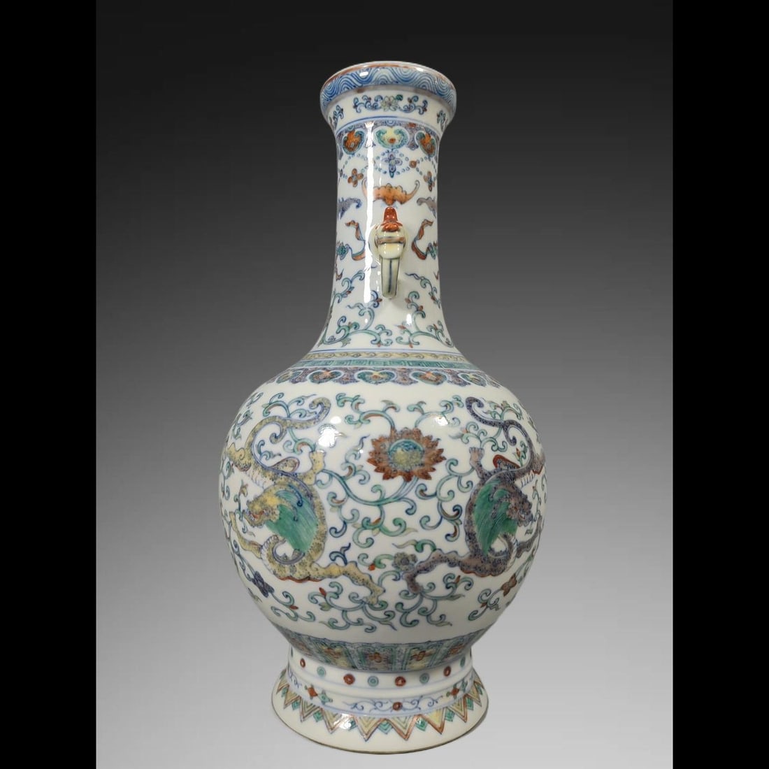 An Exquisite Doucai Dragon Pattern Double-Ears Vase - 4