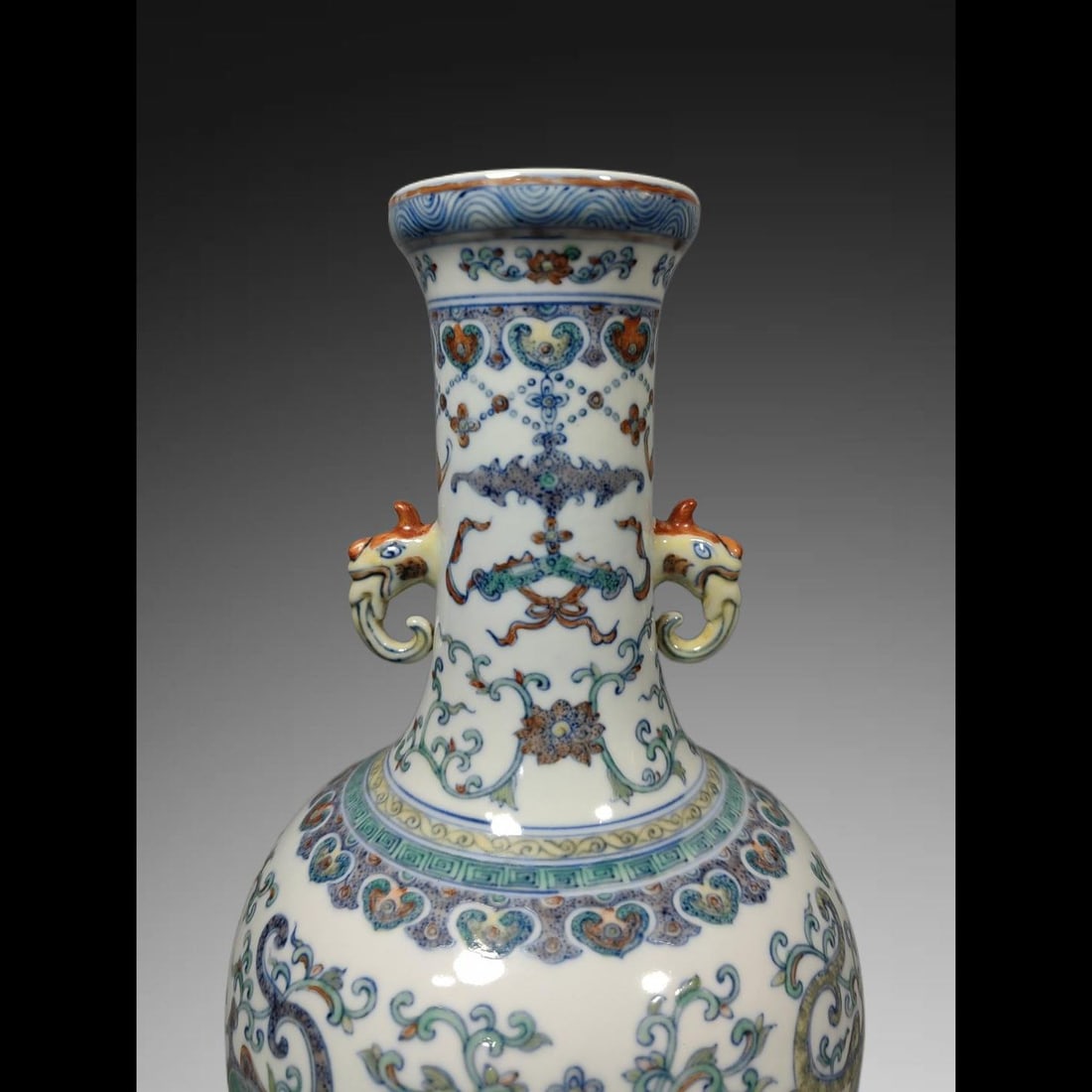 An Exquisite Doucai Dragon Pattern Double-Ears Vase - 5
