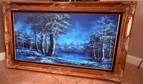Vintage Signed Oil Painting. Beautifully framed - Winter Lake