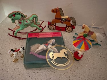 Lot of Vintage Christmas Ornaments Horse Themed Vintage