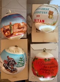 Lot Vintage Satin Christmas Ornaments 4ct