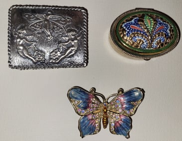 Lot 3 Small Vintage Jewelry, Trinket Boxes
