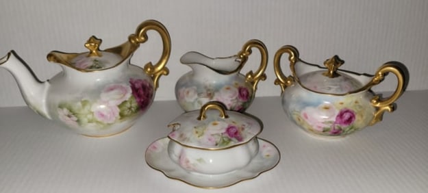 Vintage French Limoges T&V Signed , Handpainted Set