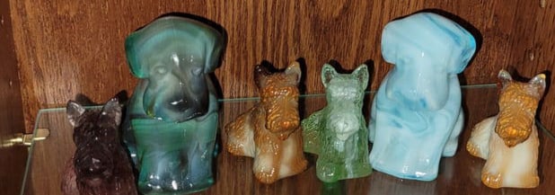 Lot 6 Vintage Boyd's Glass Dog Figurines