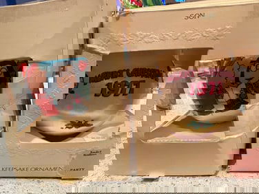 Lot of 2 Satin Round Christmas Ornaments