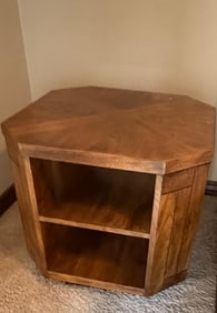 Octagon Wood Side Table w/ Shelves