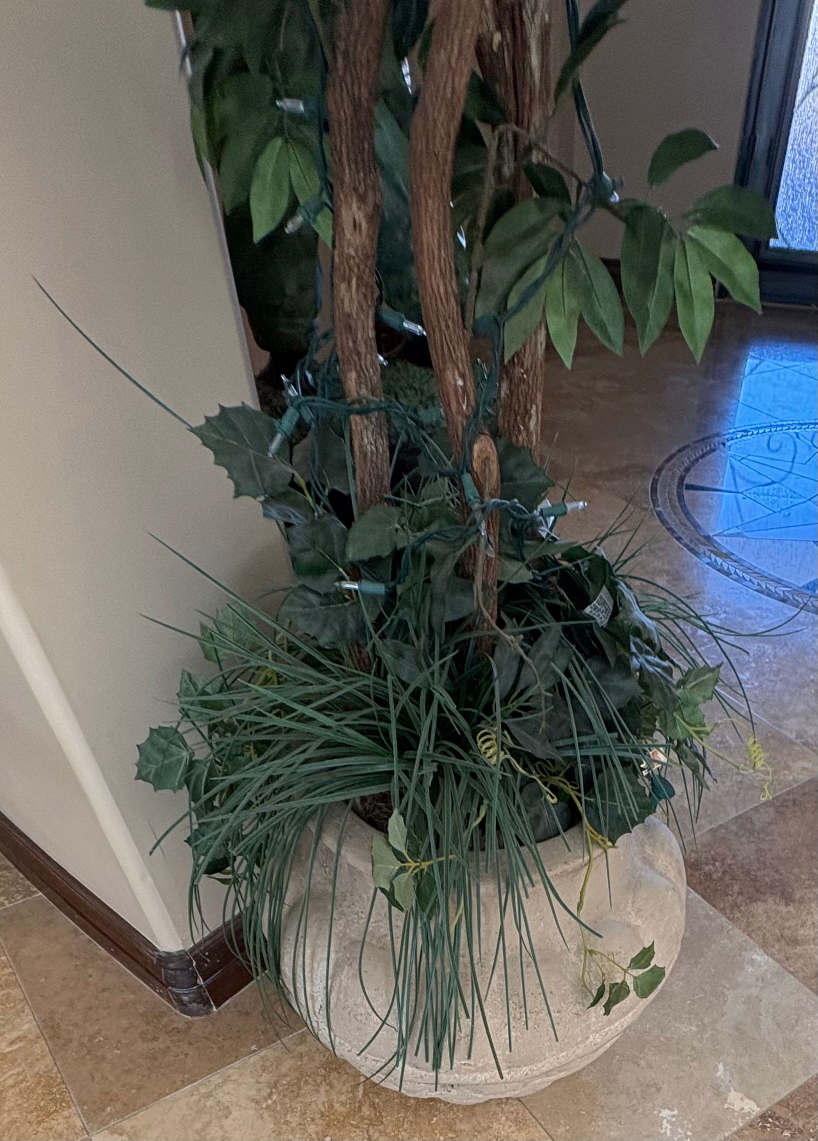 Large Artificial Tree with Stone Base 90" - 2