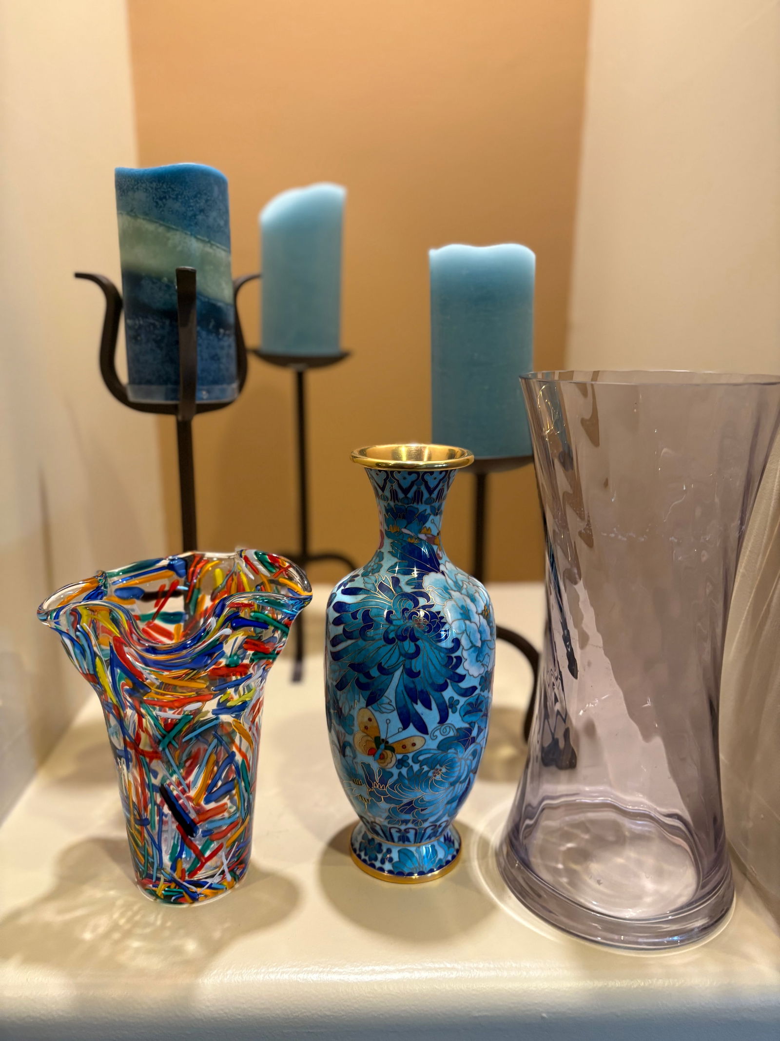 6 Piece Lot Vases, Cloissone, Candle Holders Decor (1 of 1)