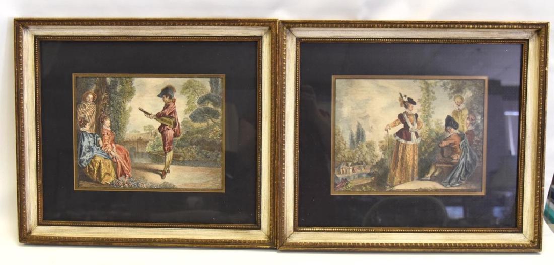 Framed Colored Artwork w/Figures in Period Dress (1 of 5)