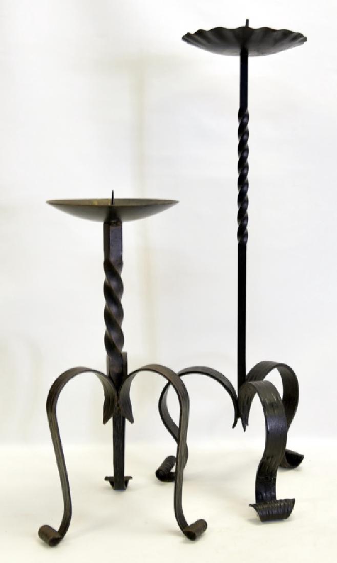 Two German Wrought Iron Pillar Candleholders (1 of 3)