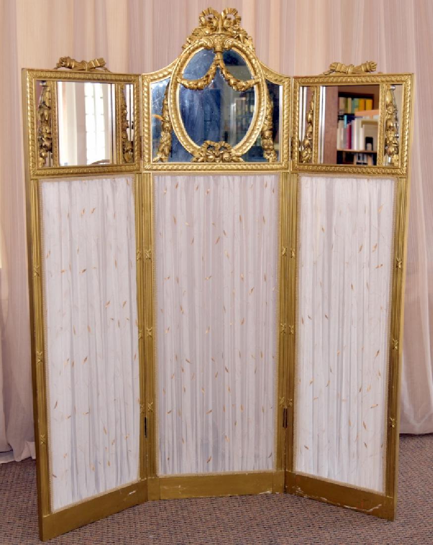 Vintage Classical Tri-Fold Screen w/Mirror Tops (1 of 4)