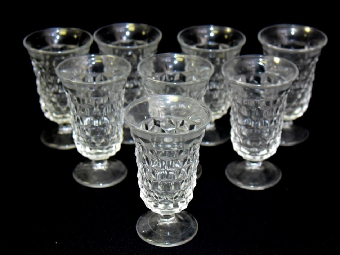8 Fostoria American Footed Tumblers: 5 oz. tumblers, #017, 1932-82, 4.75" tall.