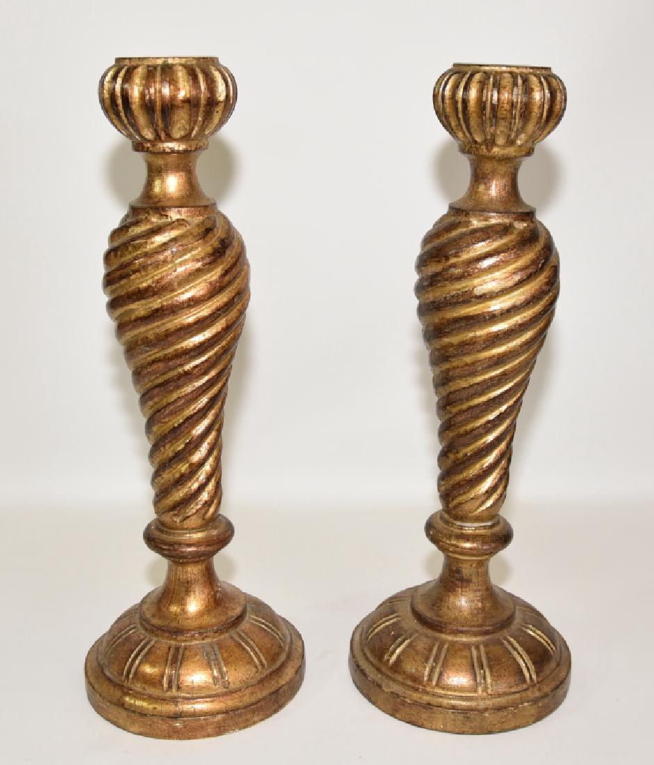 Pair Italian Florentine Wooden Candle Holders (1 of 3)