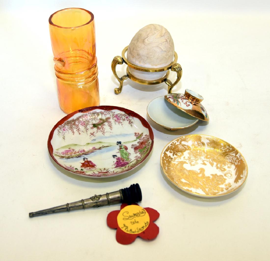 Ceramics, Carnival Glass & Stone Egg on Stand (1 of 5)