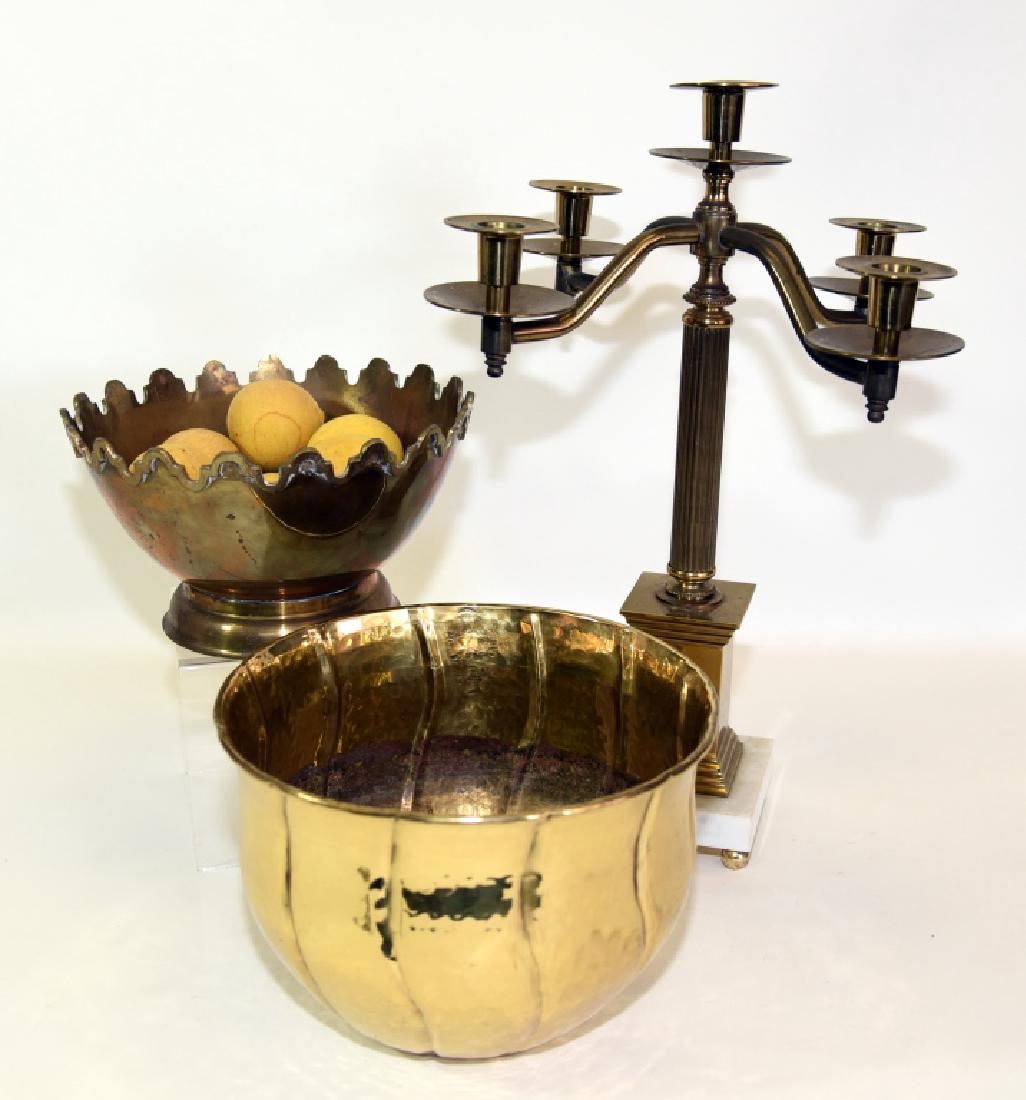 Classical Brass Candelabra and Two Brass Bowls (1 of 3)