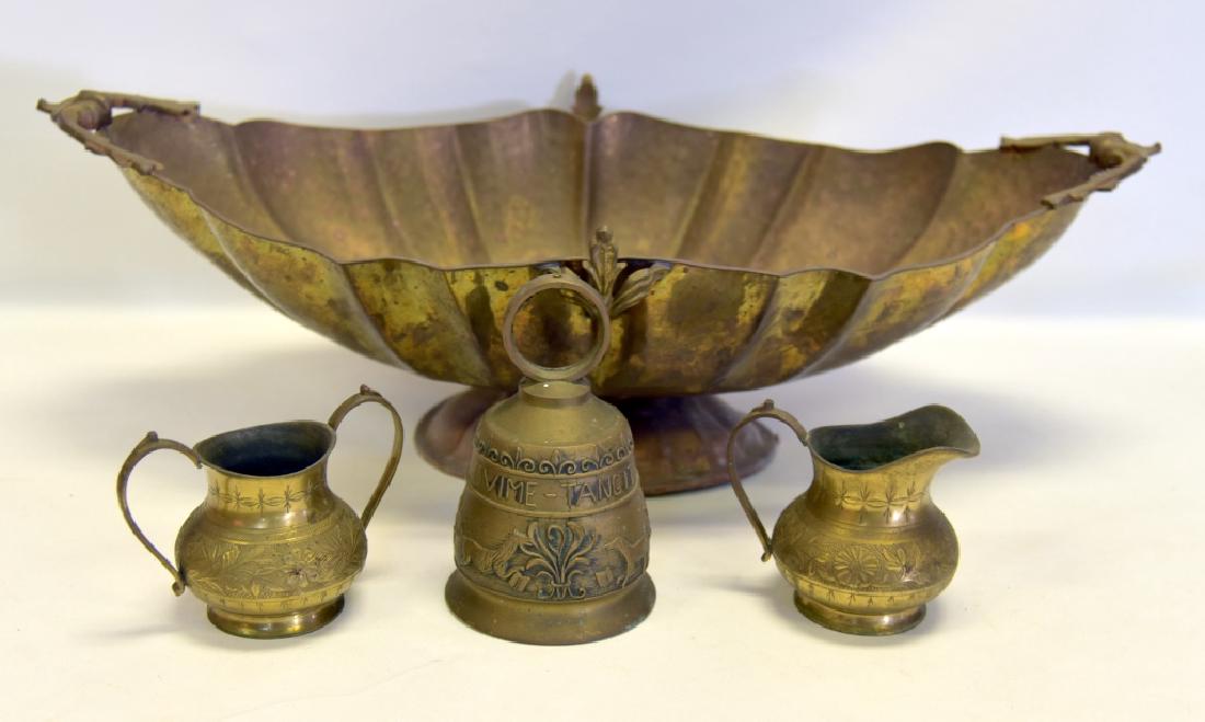 Brass Lot w/Large Bowl, Bell, Cream & Sugar (1 of 5)