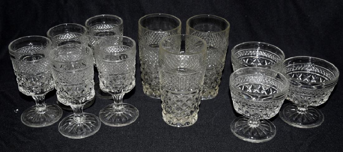 Wexford Glasses: Three 5.5" high glasses, five stem juice glasses and three sherbets.