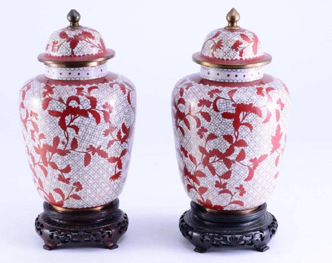 Pair Chinese Cloisonne Ginger Jars (1 of 4)