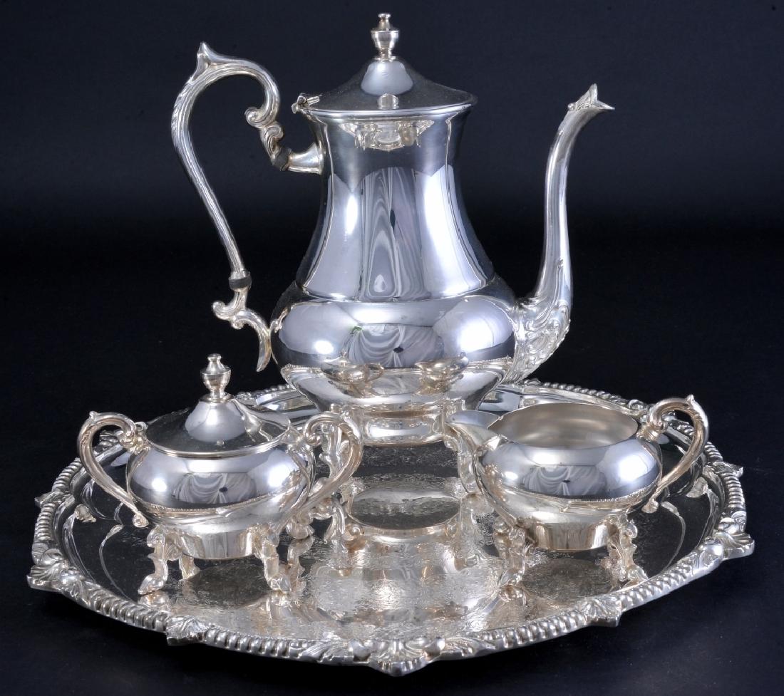 5 Piece Sheridan Silverplate on Copper Tea Service (1 of 4)