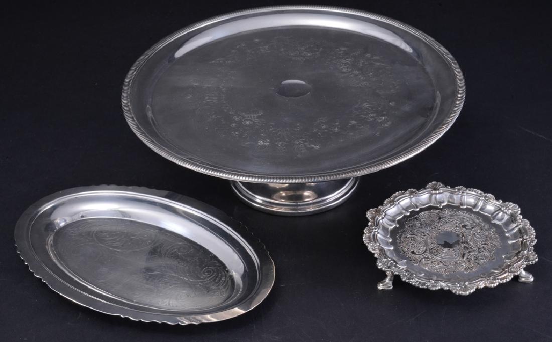 Silverplate Cake Stand, oval dish & Footed Coaster (1 of 6)
