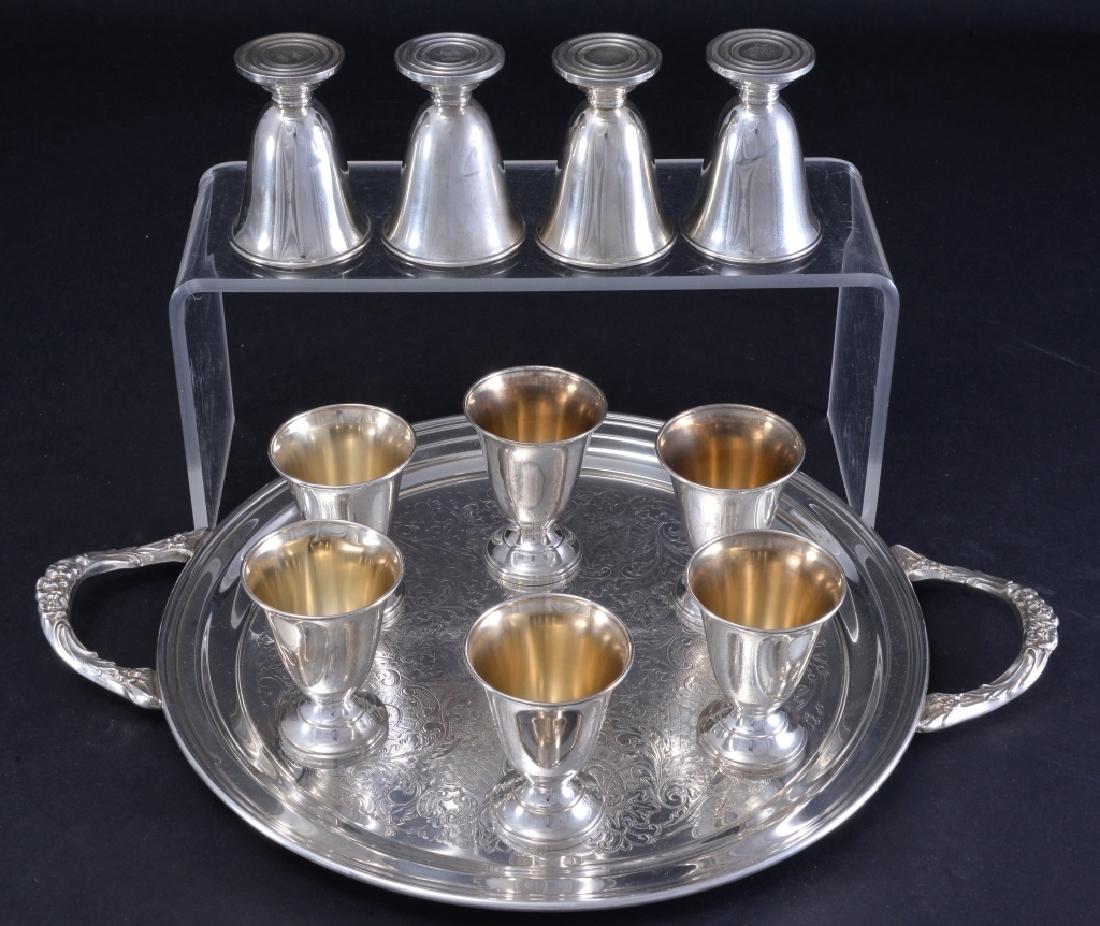10 Sterling Footed Goblets on Silverplate Tray (1 of 6)