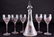 Frosted Impressionistic Decanter w/Wine Stems