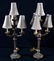 Pair Copper Tone 4-Arm Candelabra Style Lamps