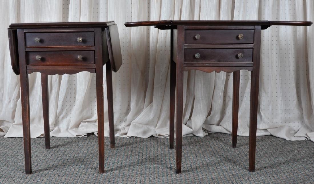 Vintage Pair of 2-Drawer Drop Leaf End Tables (1 of 5)