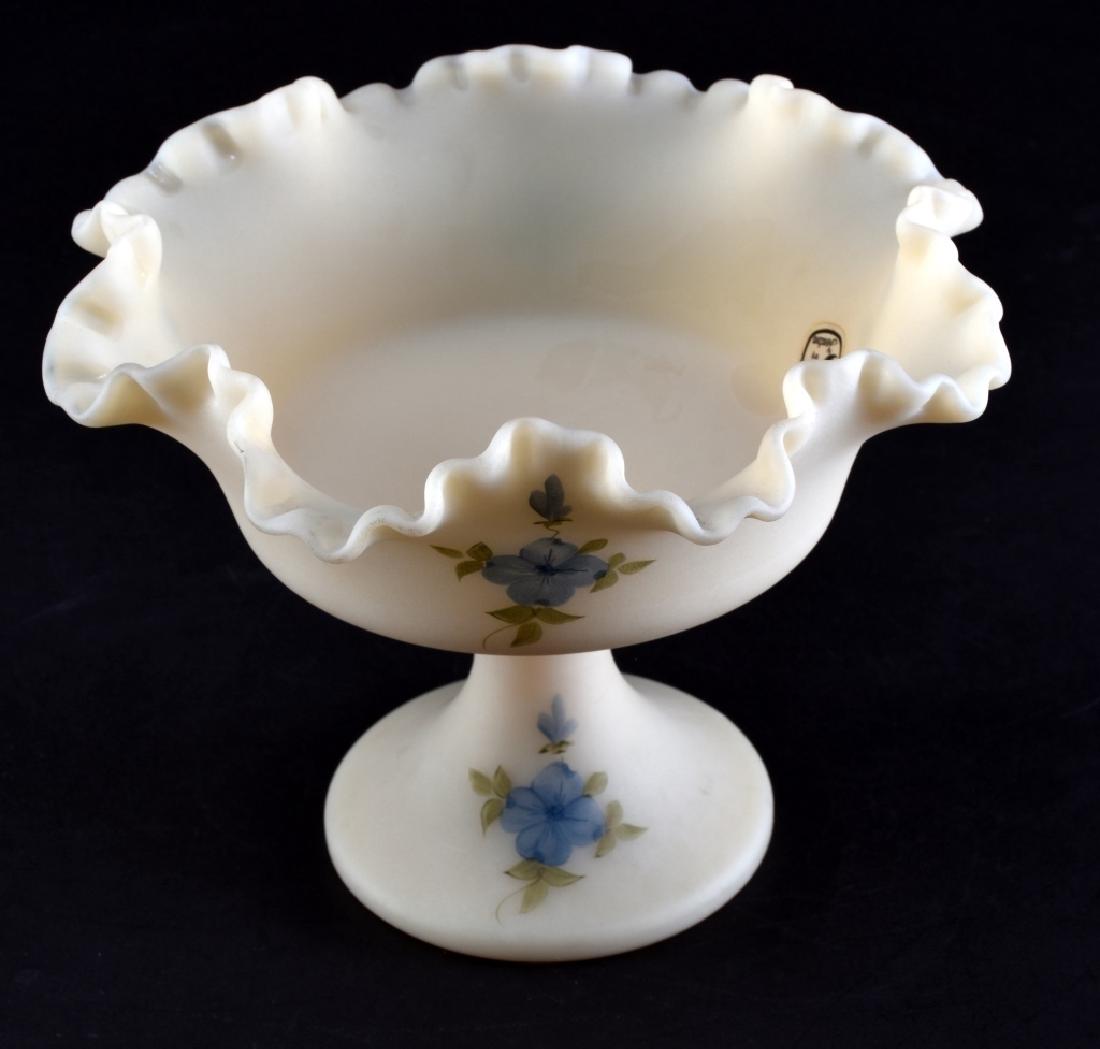 Fenton Blue Pansies On Cameo Satin Compote (1 of 6)