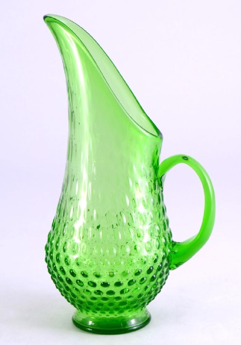 Vintage Fenton Green Hobnail Swung Pitcher Vase (1 of 3)
