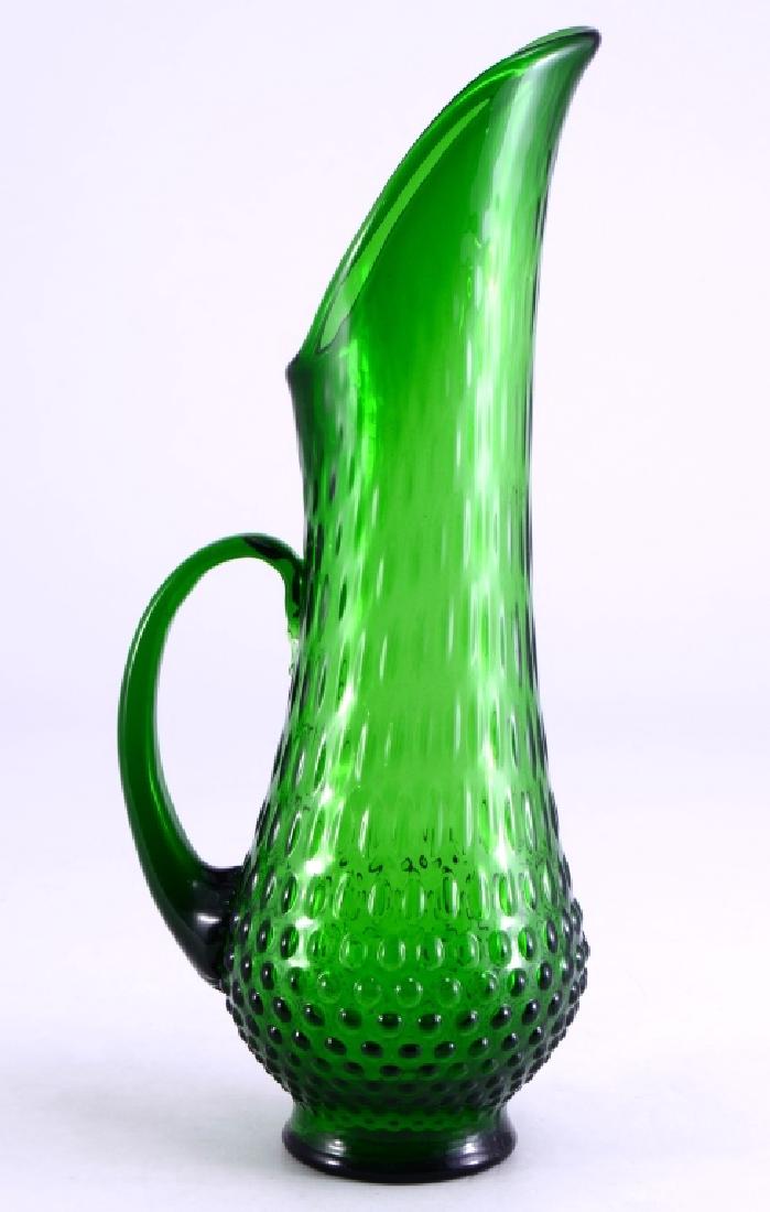 Vintage Fenton Green Hobnail Swung Pitcher Vase (1 of 3)