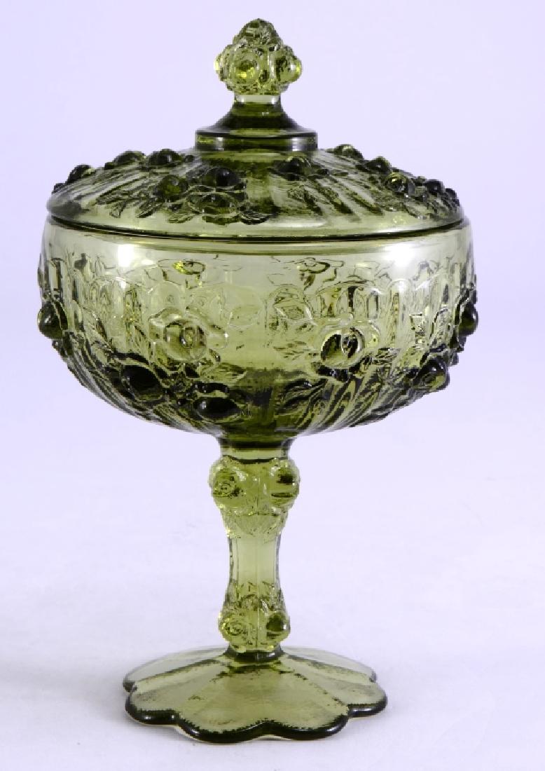 Colonial Green Cabbage Rose Covered Candy Dish (1 of 4)