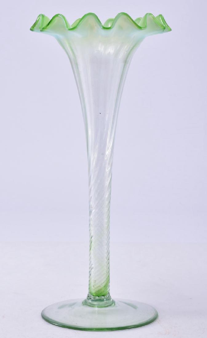 Vintage Stretch Glass Vase w/Ruffled Green Edge (1 of 2)